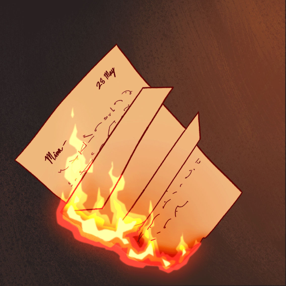 Burning letter animation