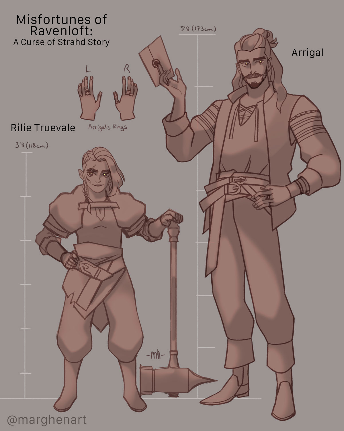 Rilie and Arrigal character design